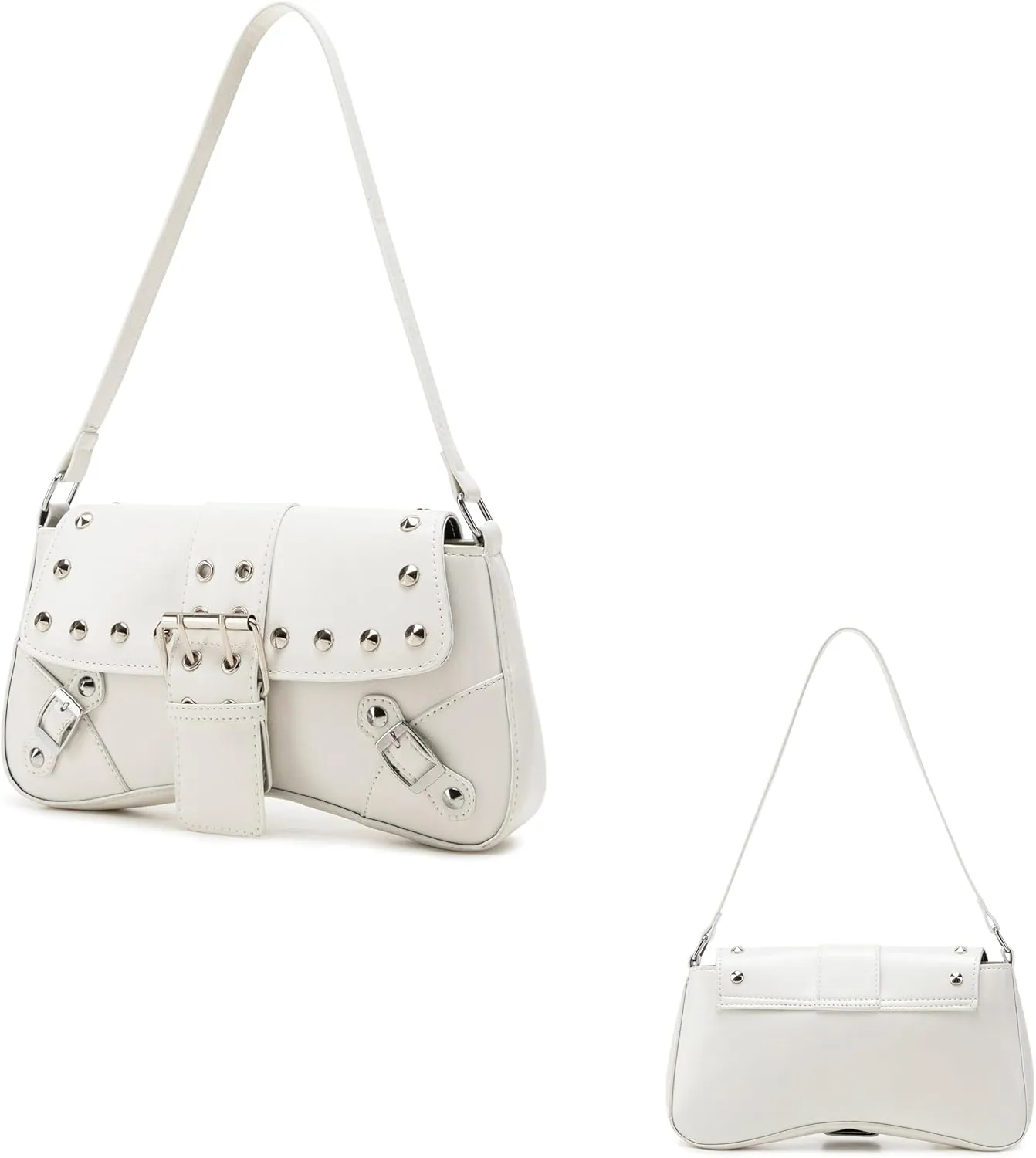 Women's Shoulder Bag Y2K Purses 90s Studded Rivet Punk Handbag Red Leather Purses summer bags for women 2025 trendy