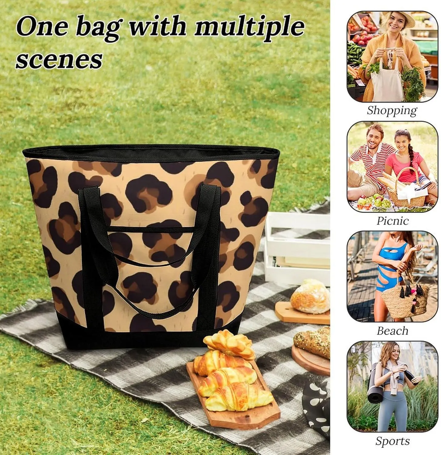 Women's Spacious Thermal Shoulder Bag Stylish Insulated Shopping Tote