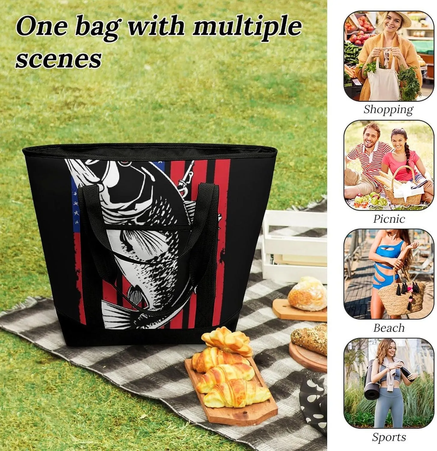 Women's Spacious Thermal Shoulder Bag Stylish Insulated Shopping Tote