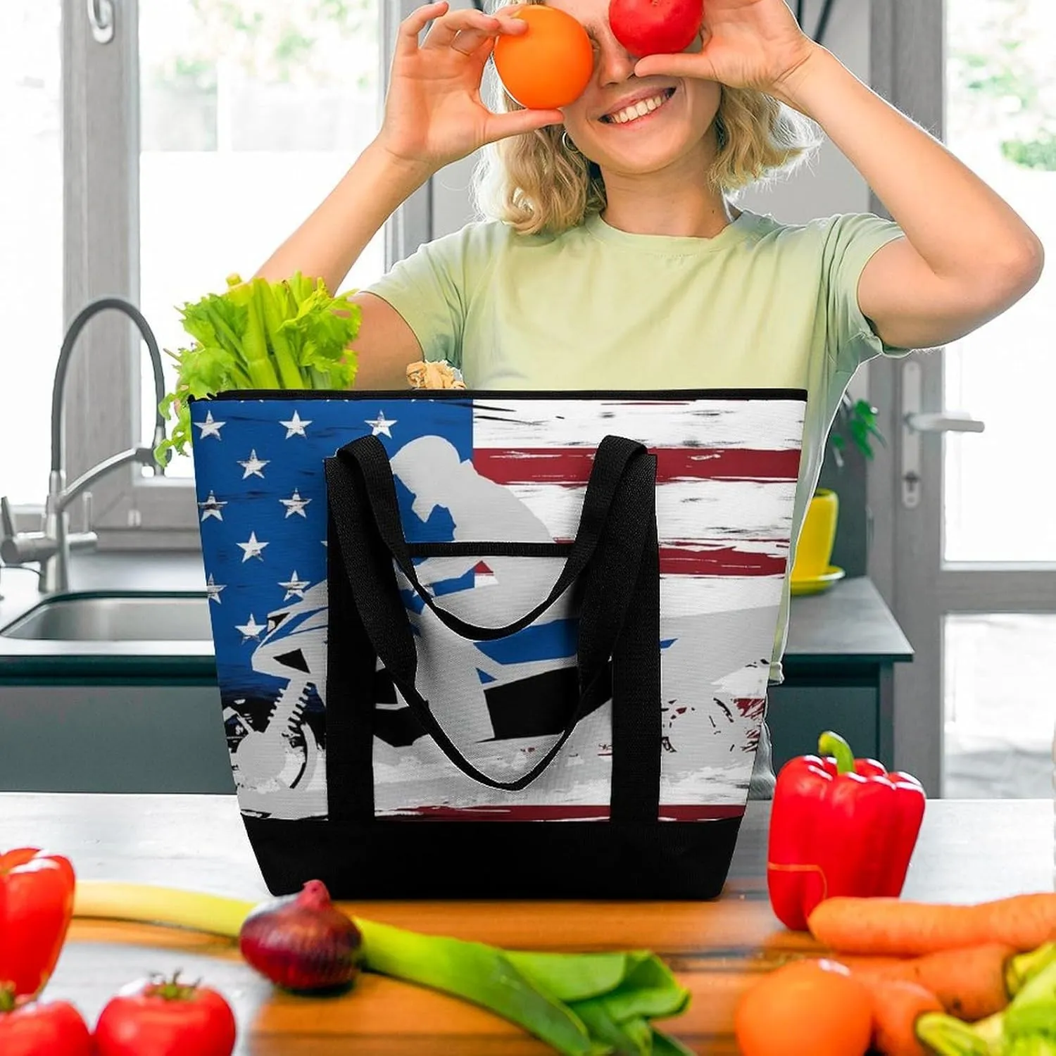 Women's Spacious Thermal Shoulder Bag Stylish Insulated Shopping Tote
