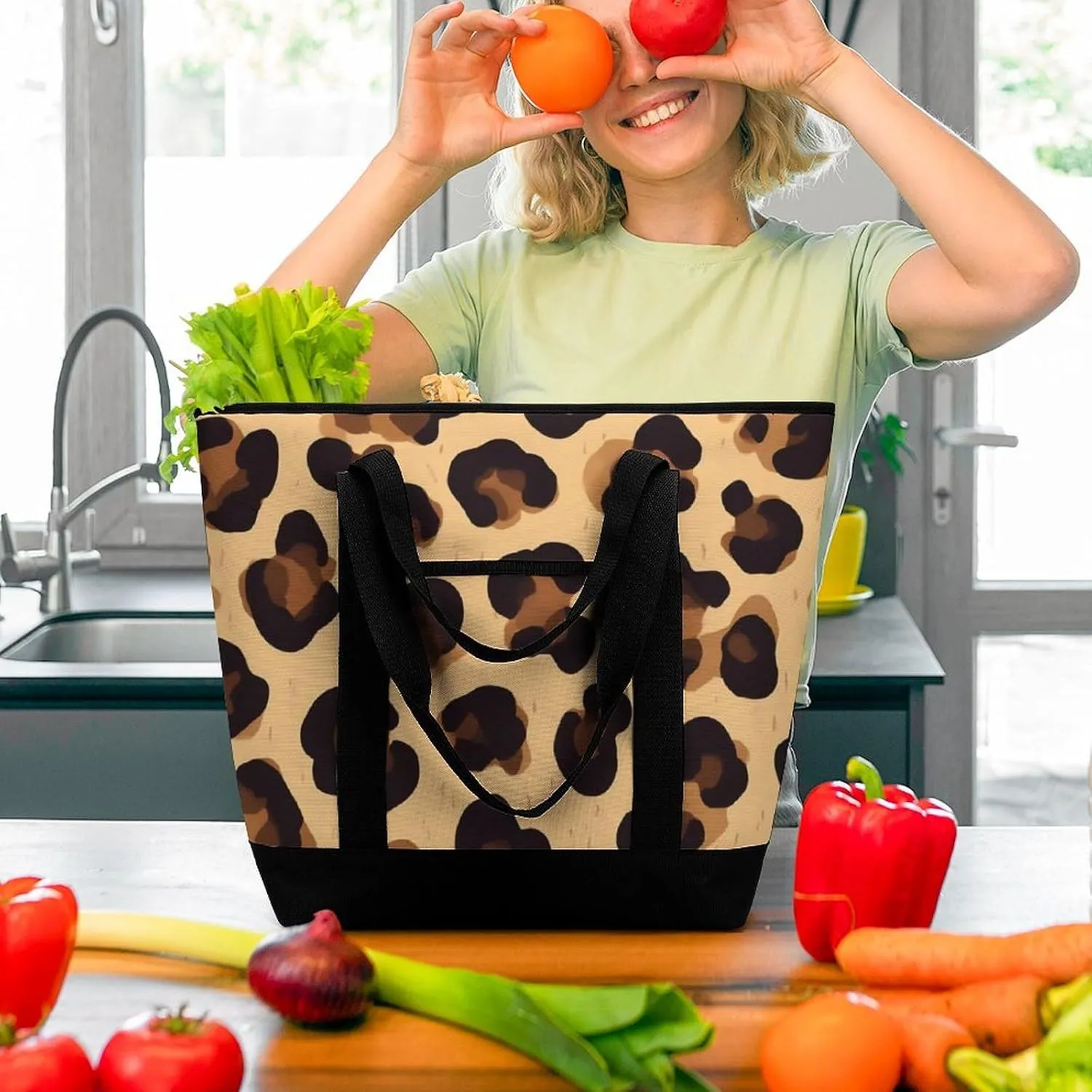 Women's Spacious Thermal Shoulder Bag Stylish Insulated Shopping Tote