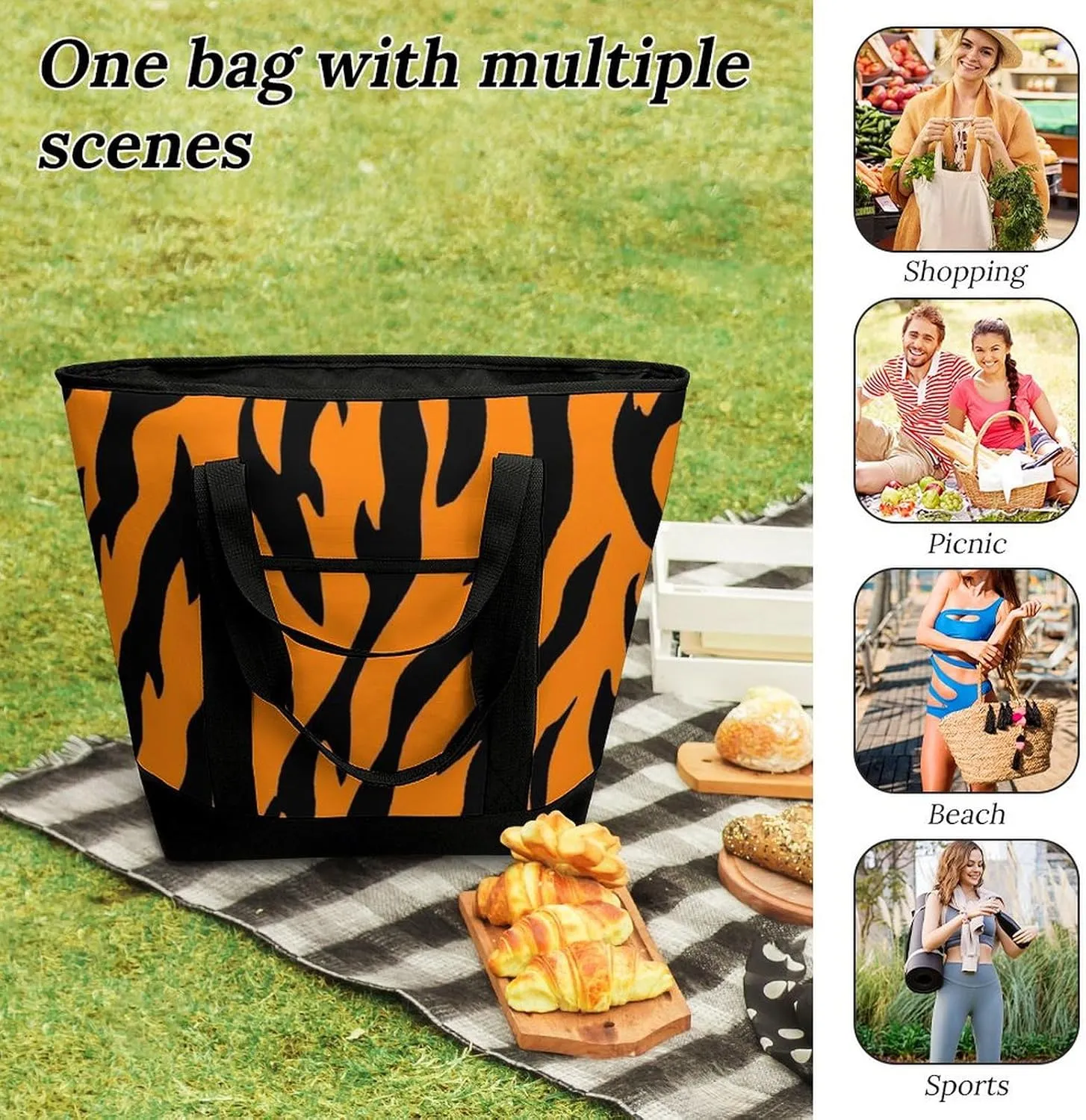 Women's Spacious Thermal Shoulder Bag Stylish Insulated Shopping Tote