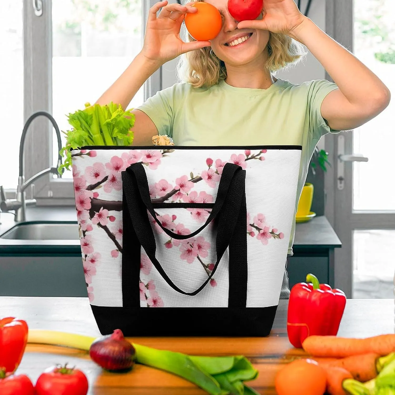 Women's Spacious Thermal Shoulder Bag Stylish Insulated Shopping Tote