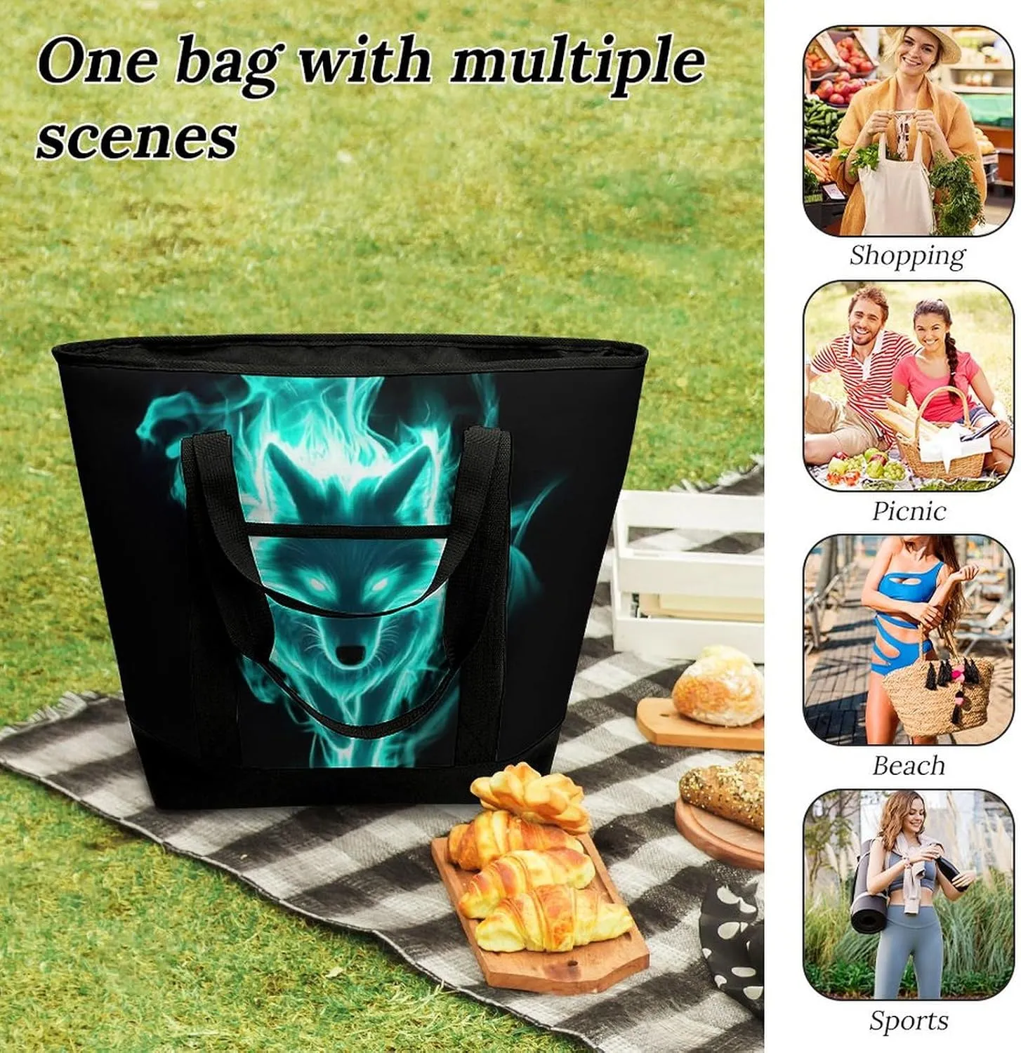 Women's Spacious Thermal Shoulder Bag Stylish Insulated Shopping Tote
