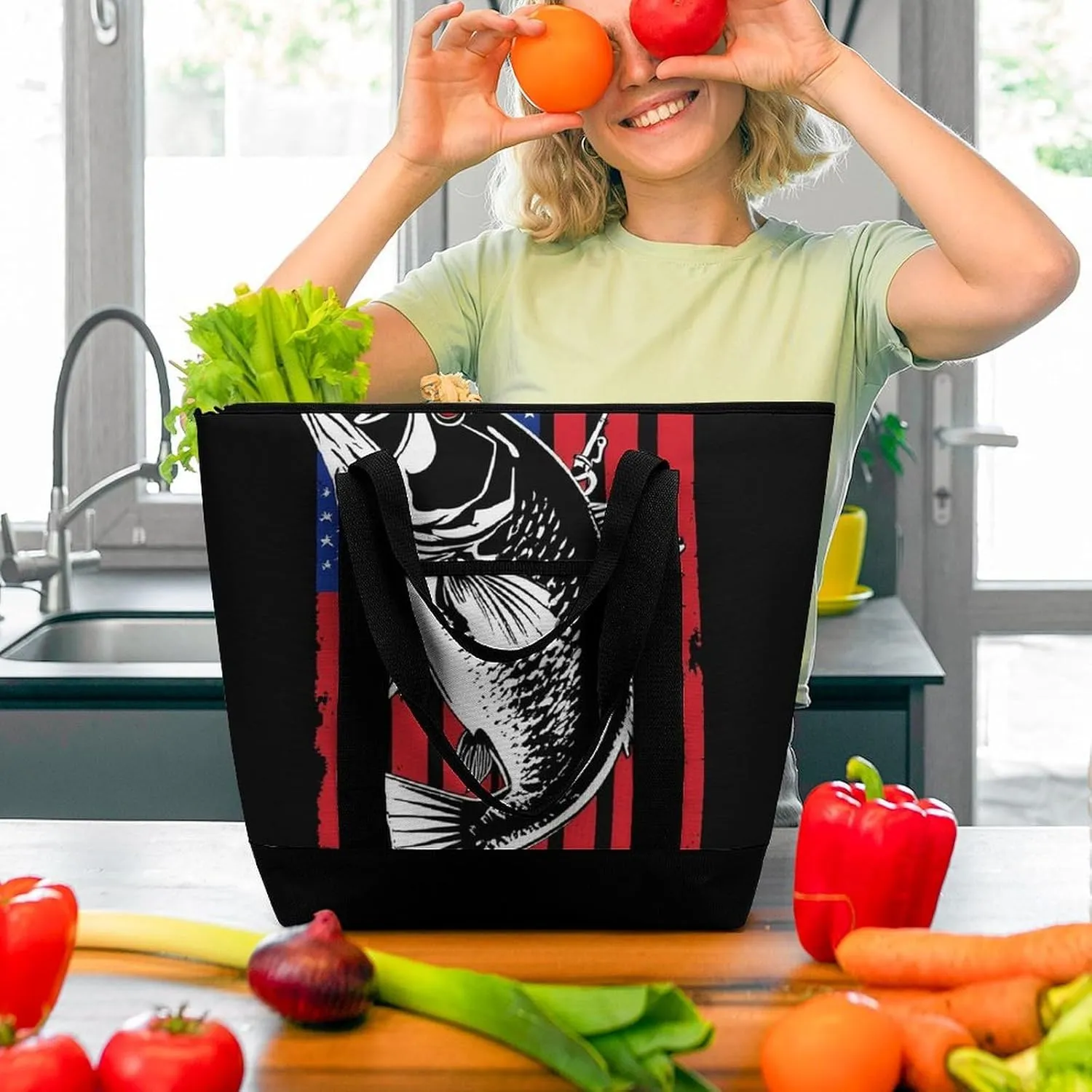 Women's Spacious Thermal Shoulder Bag Stylish Insulated Shopping Tote