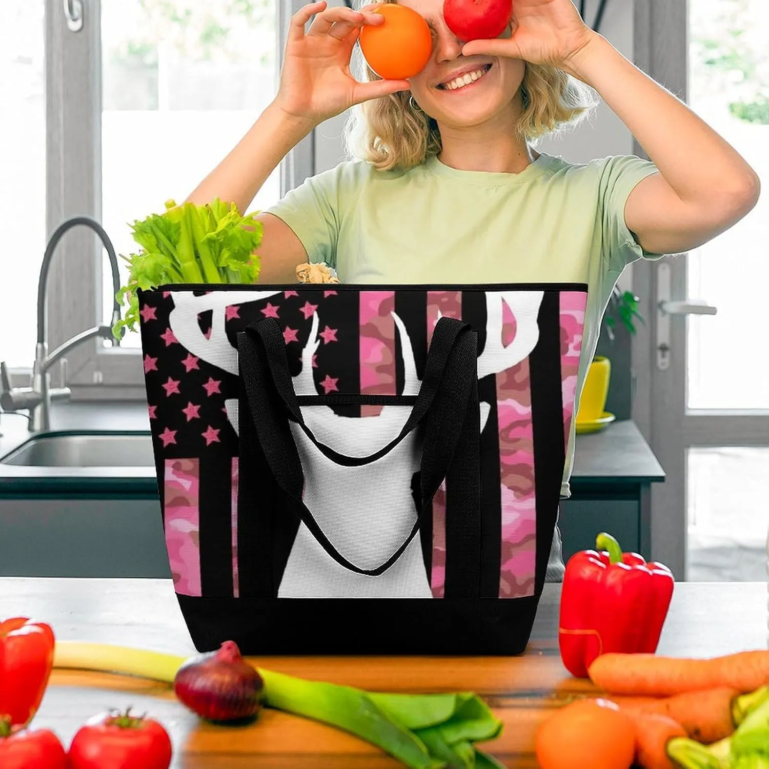Women's Spacious Thermal Shoulder Bag Stylish Insulated Shopping Tote