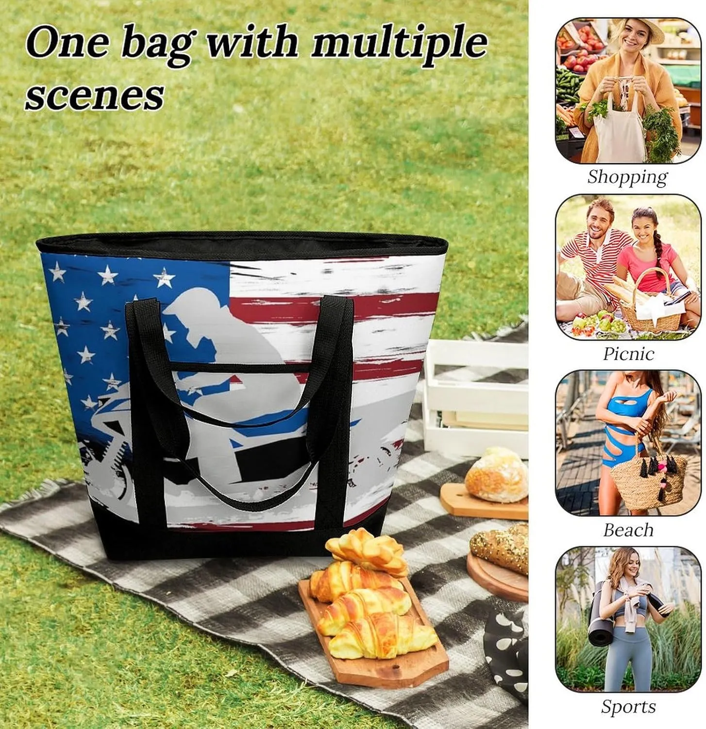 Women's Spacious Thermal Shoulder Bag Stylish Insulated Shopping Tote