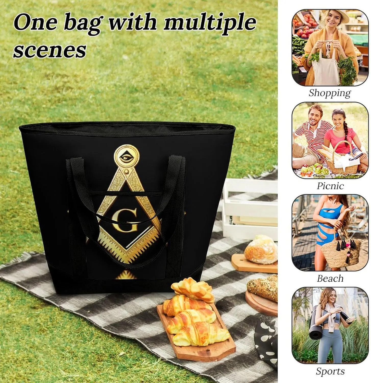 Women's Spacious Thermal Shoulder Bag Stylish Insulated Shopping Tote