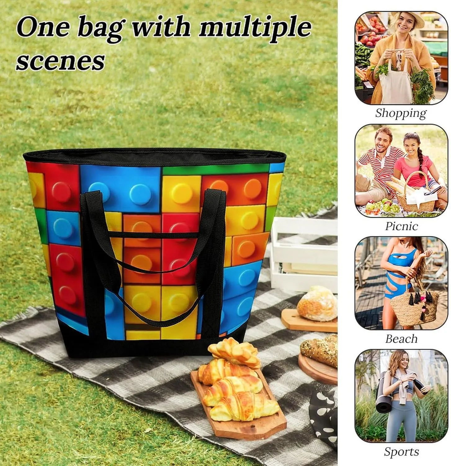 Women's Spacious Thermal Shoulder Bag Stylish Insulated Shopping Tote
