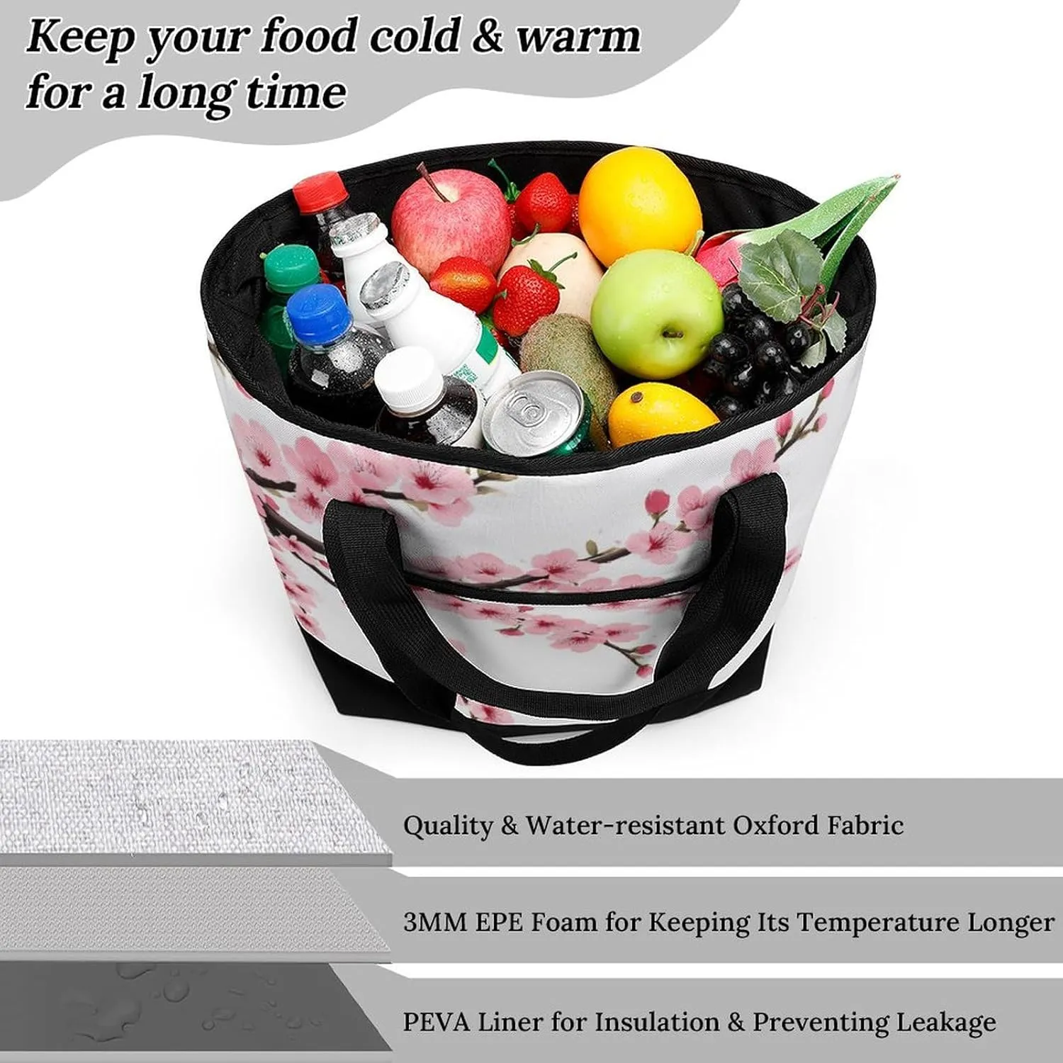 Women's Spacious Thermal Shoulder Bag Stylish Insulated Shopping Tote