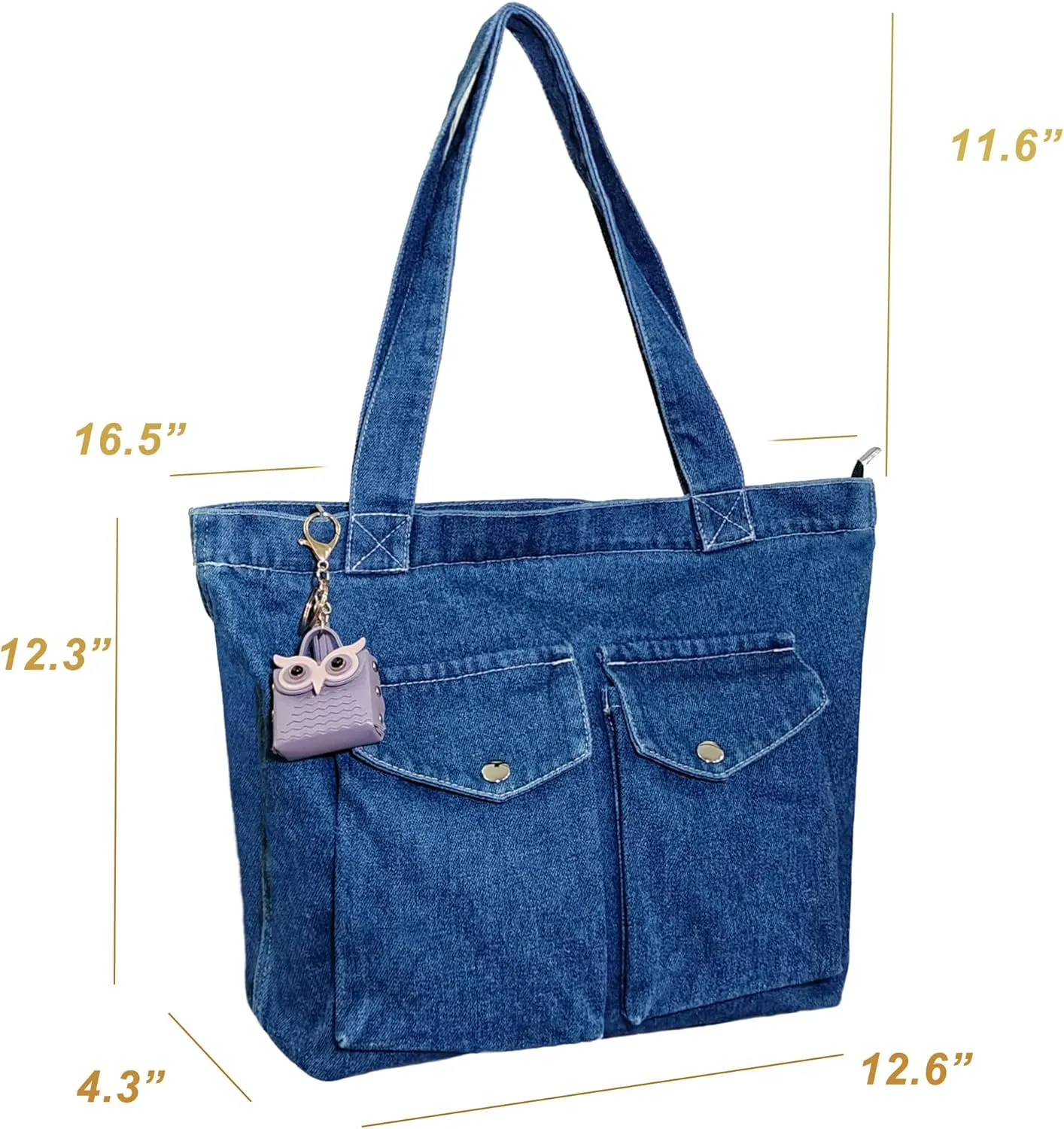 Women's Stylish Large Denim Crossbody Messenger Bag for Woman Spacious Jean Shoulder Purse Tote Hobo Bag