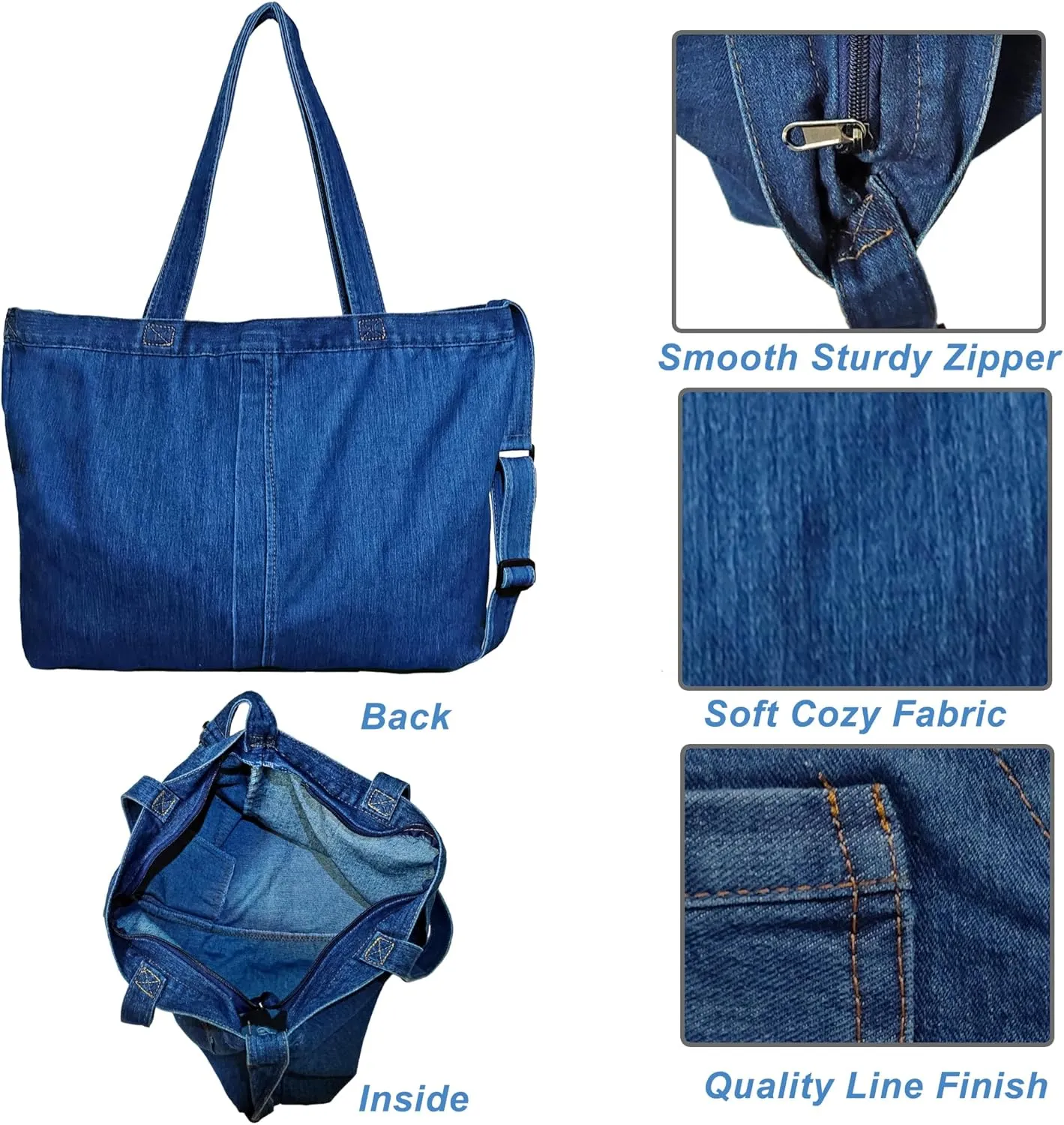Women's Stylish Large Denim Crossbody Messenger Bag for Woman Spacious Jean Shoulder Purse Tote Hobo Bag