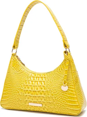 Women's Stylish PU Leather Shoulder Bags Vintage Crocodile Pattern Satchel Handbag Clutch Purse for Evening Parties