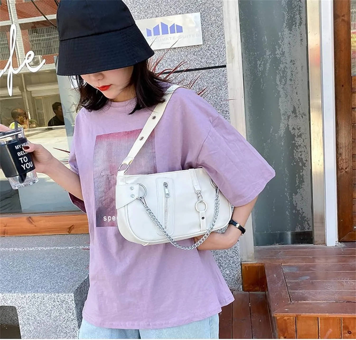 Y2K Armpit Purse Fashion Women Shoulder Underarm Bags Purses Handbags PU Leather Hobo Bags with Chain